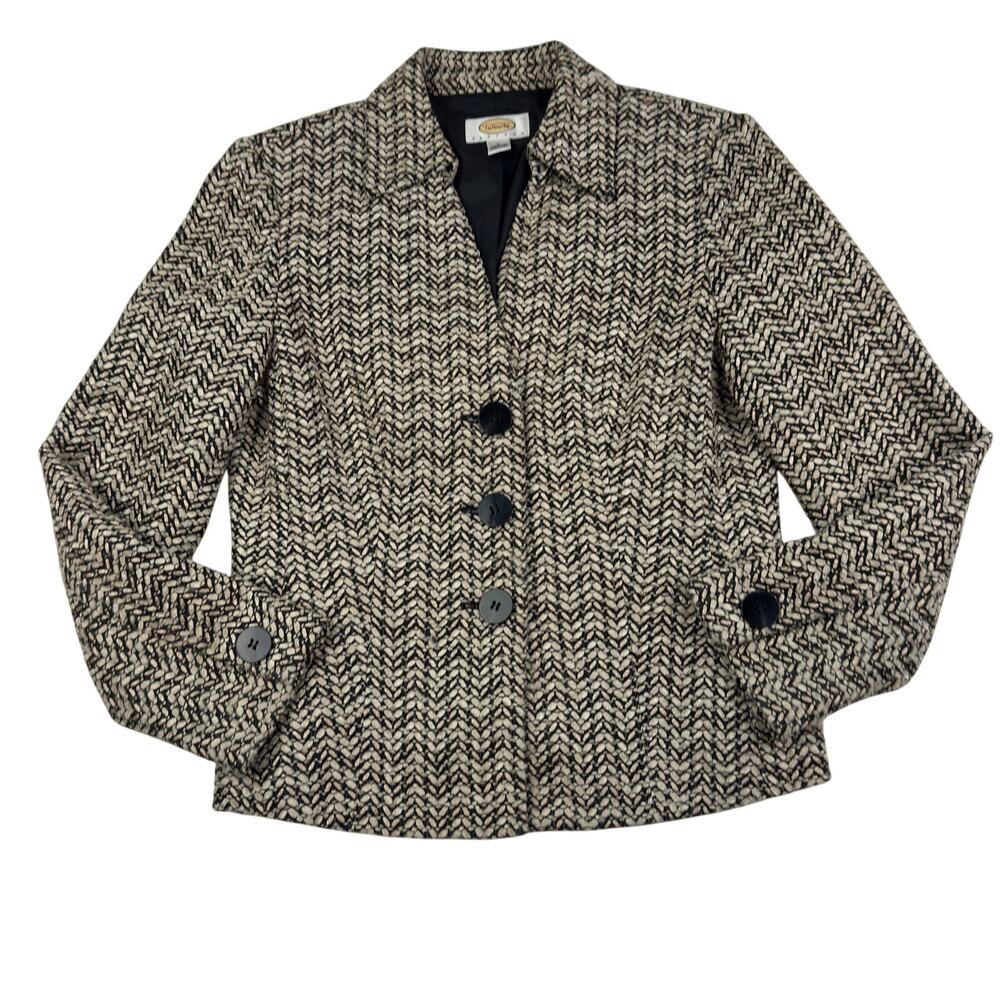 Talbots Vintage Textured Tweed Jackie-O Classic Timeless Blazer Women's Size 4